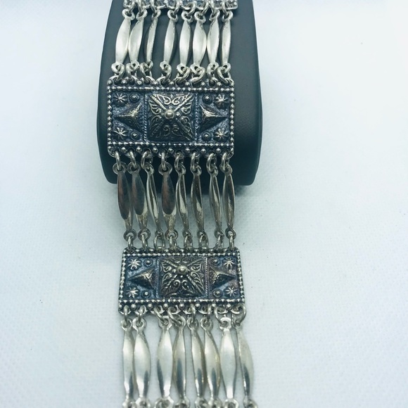 Vintage Sterling Silver 7 3/4” Long Panel Bracelet